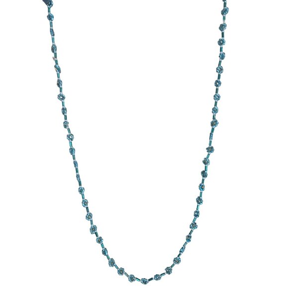 Vintage Handcrafted Boho Blue Flower Beaded Necklace Retro Fashion Jewelry Women - Picture 3 of 6